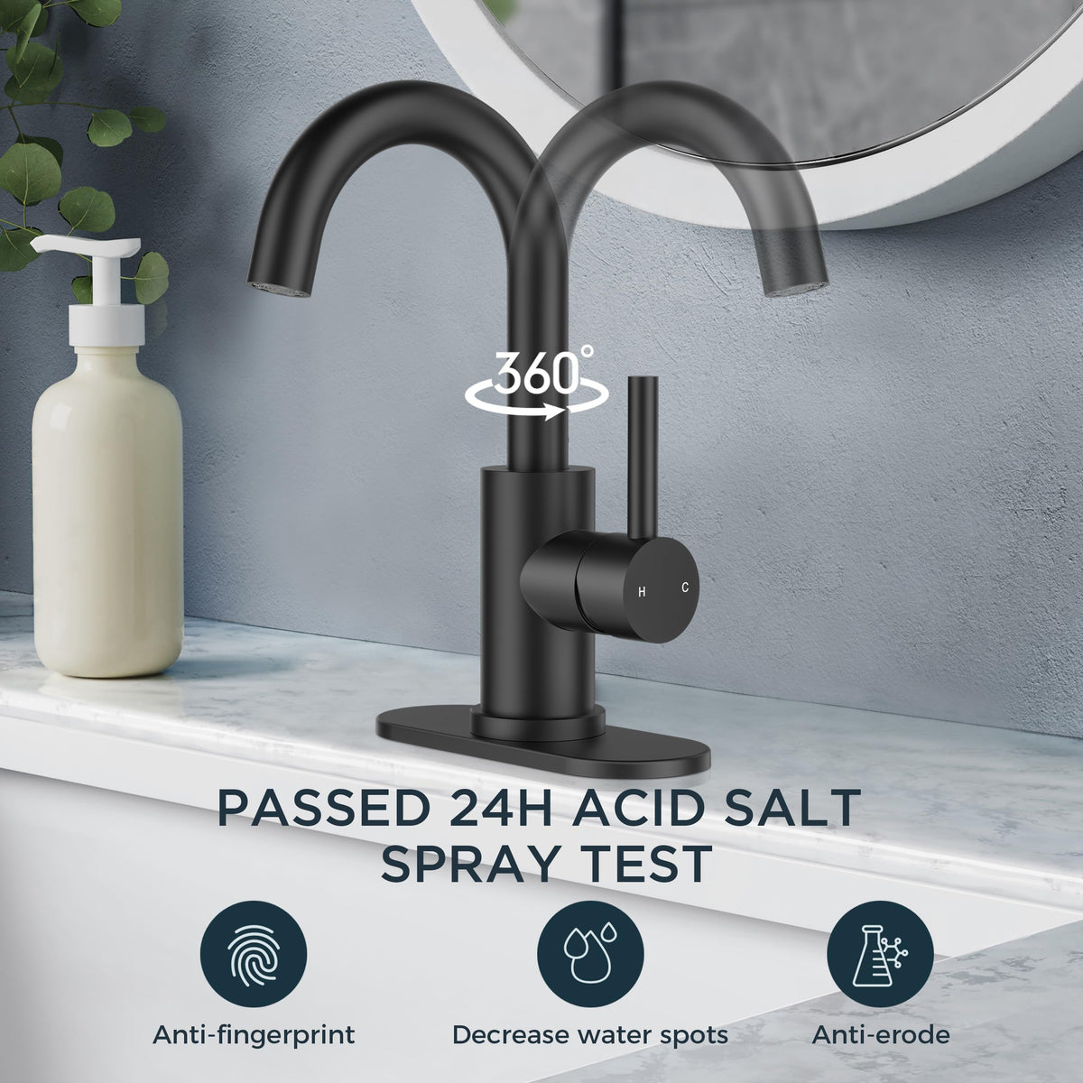 FORIOUS leak-free faucet with ceramic cartridge ensures smooth operation and longevity
