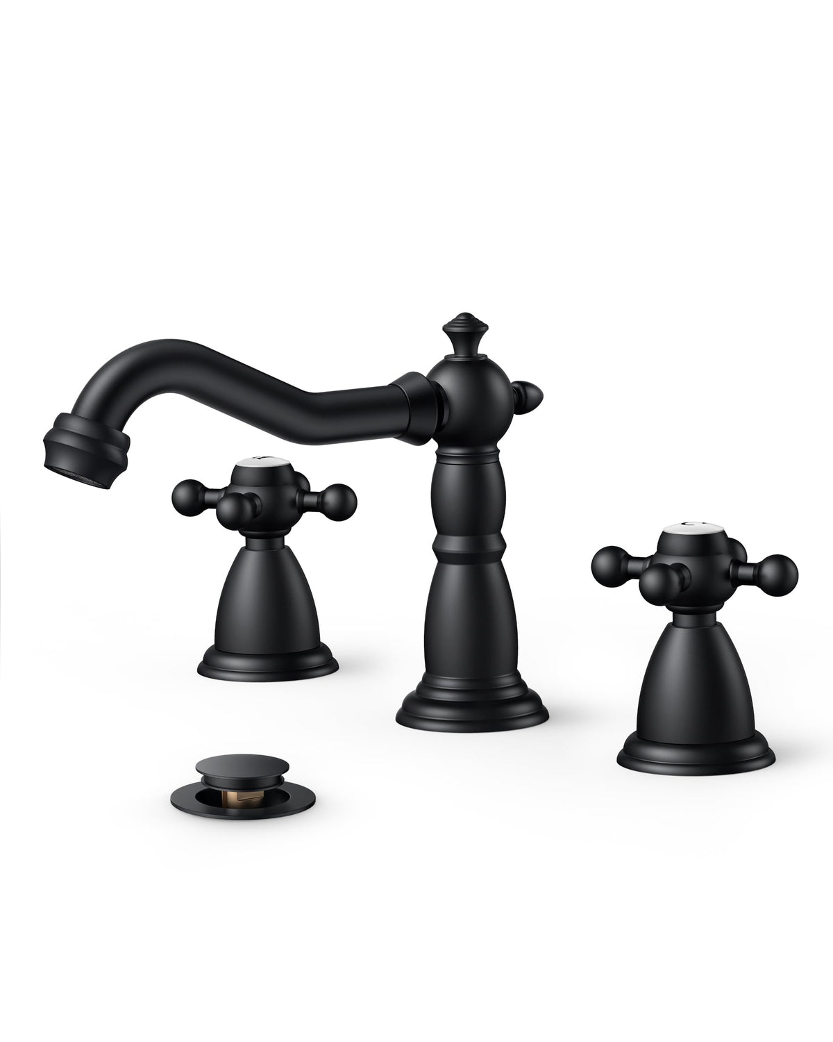 FORIOUS matte black 8-inch widespread faucet with two handles for precise control