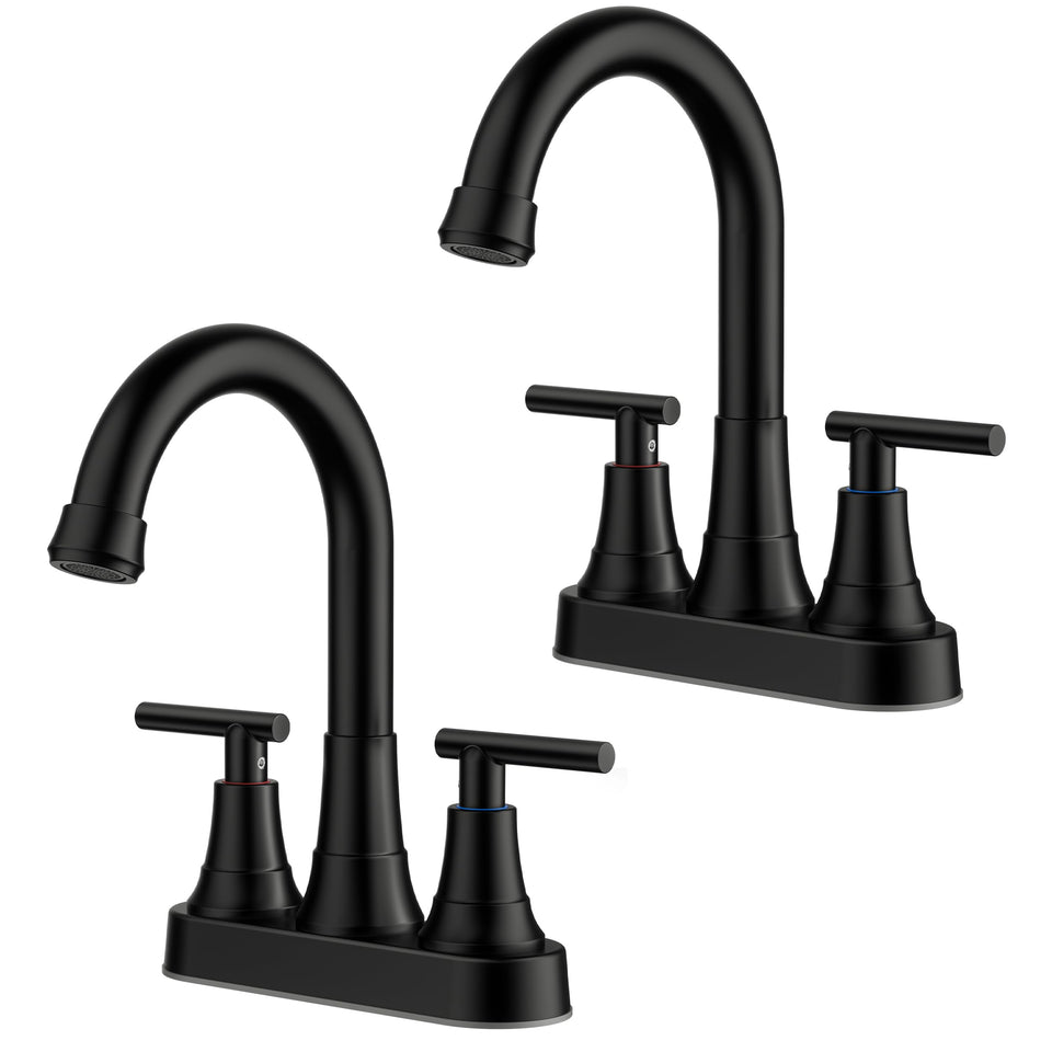 FORIOUS matte black bathroom faucet with 360° swivel spout for versatile sink use