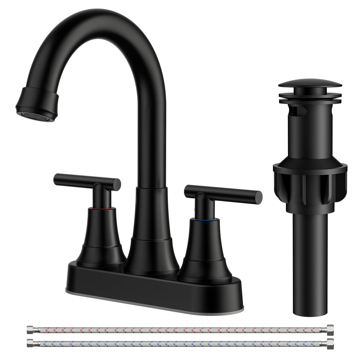FORIOUS matte black faucet with 4-inch centerset design for easy mounting