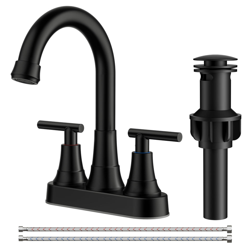 FORIOUS matte black faucet with 4-inch centerset design for easy mounting