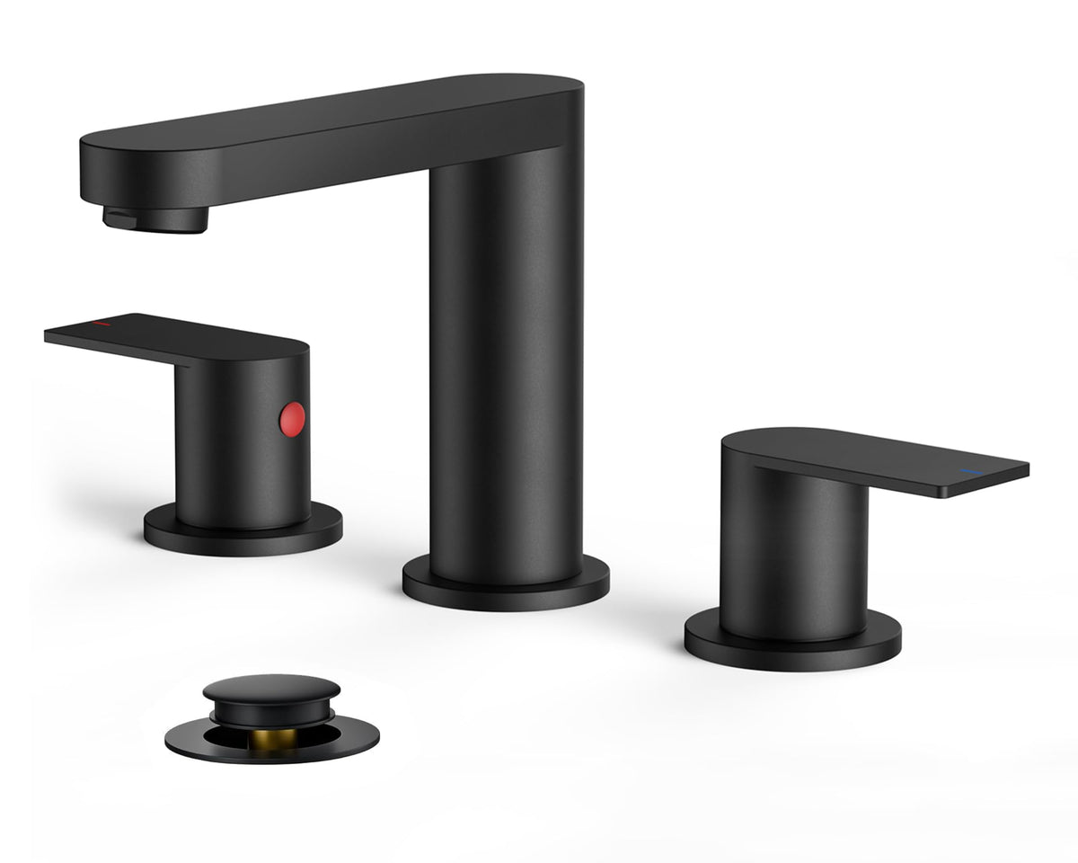 FORIOUS matte black bathroom faucet with 8-inch widespread; stylish and reliable for daily use.