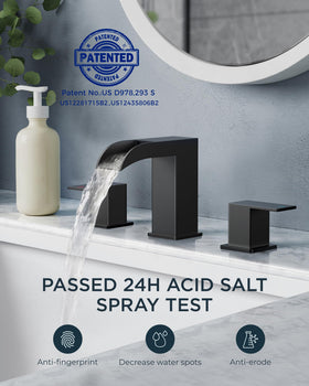 FORIOUS matte black faucet with dual handles enables precise temperature control.