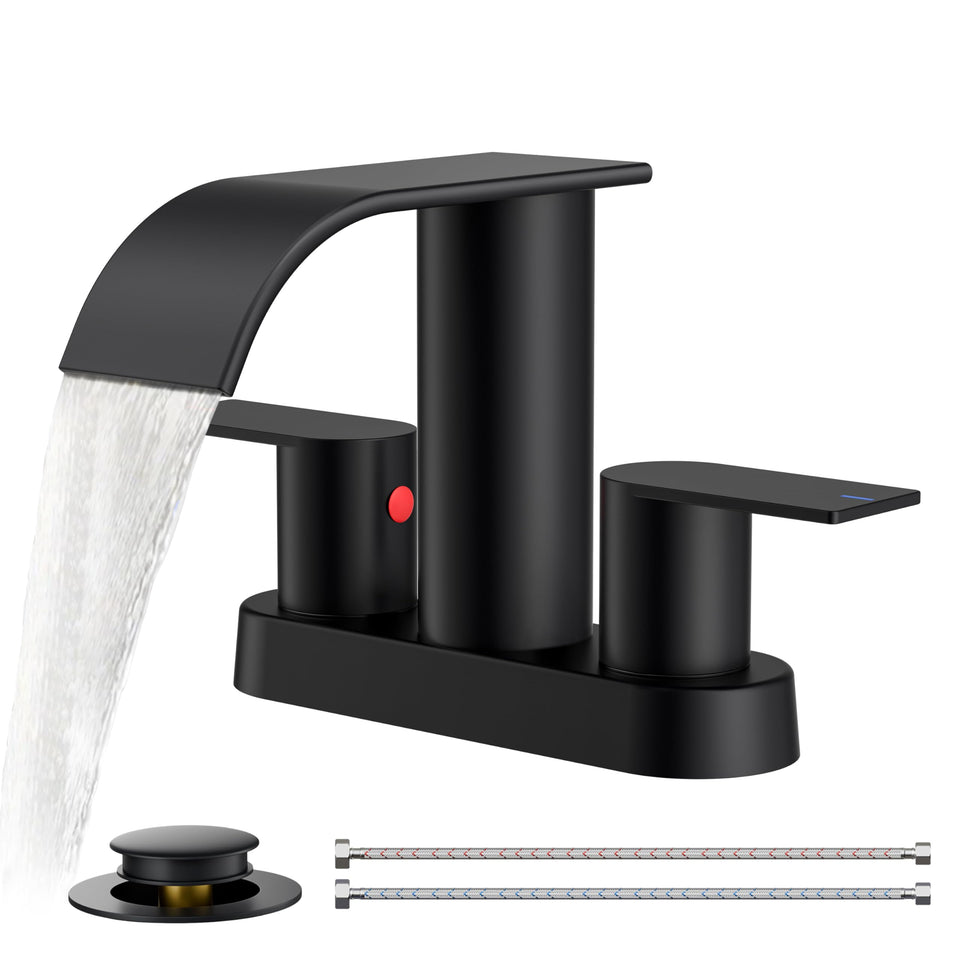 FORIOUS matte black faucet with waterfall spout for a contemporary daily routine.