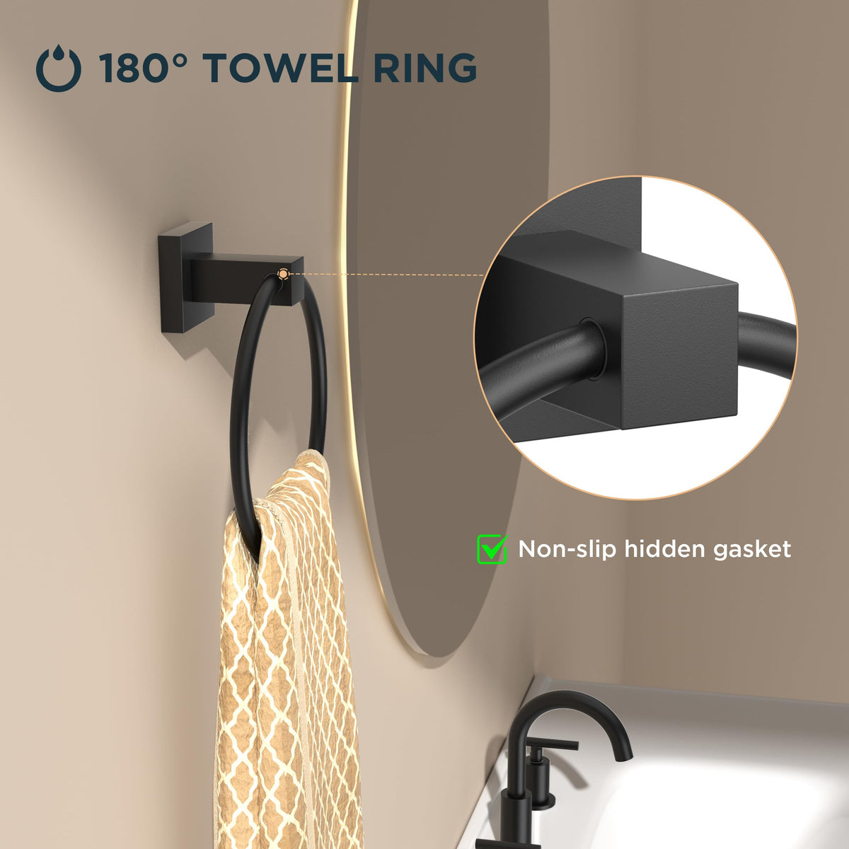 FORIOUS matte black bathroom hardware set for modern decor