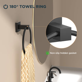 FORIOUS matte black bathroom hardware set for modern decor