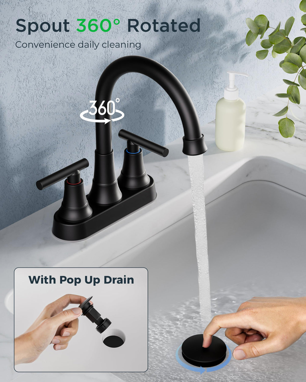 FORIOUS pop-up drain with built-in strainer prevents clogs