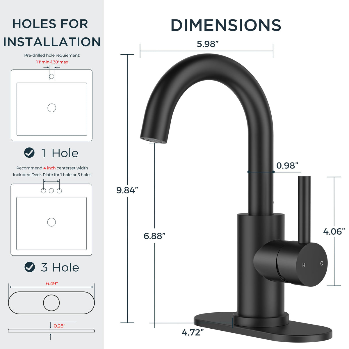 FORIOUS pop-up drain complements the faucet with color-matched finish
