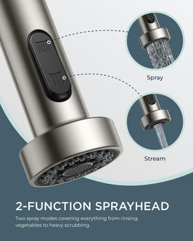 FORIOUS pull-down sprayer in action for easy rinsing and cleaning.