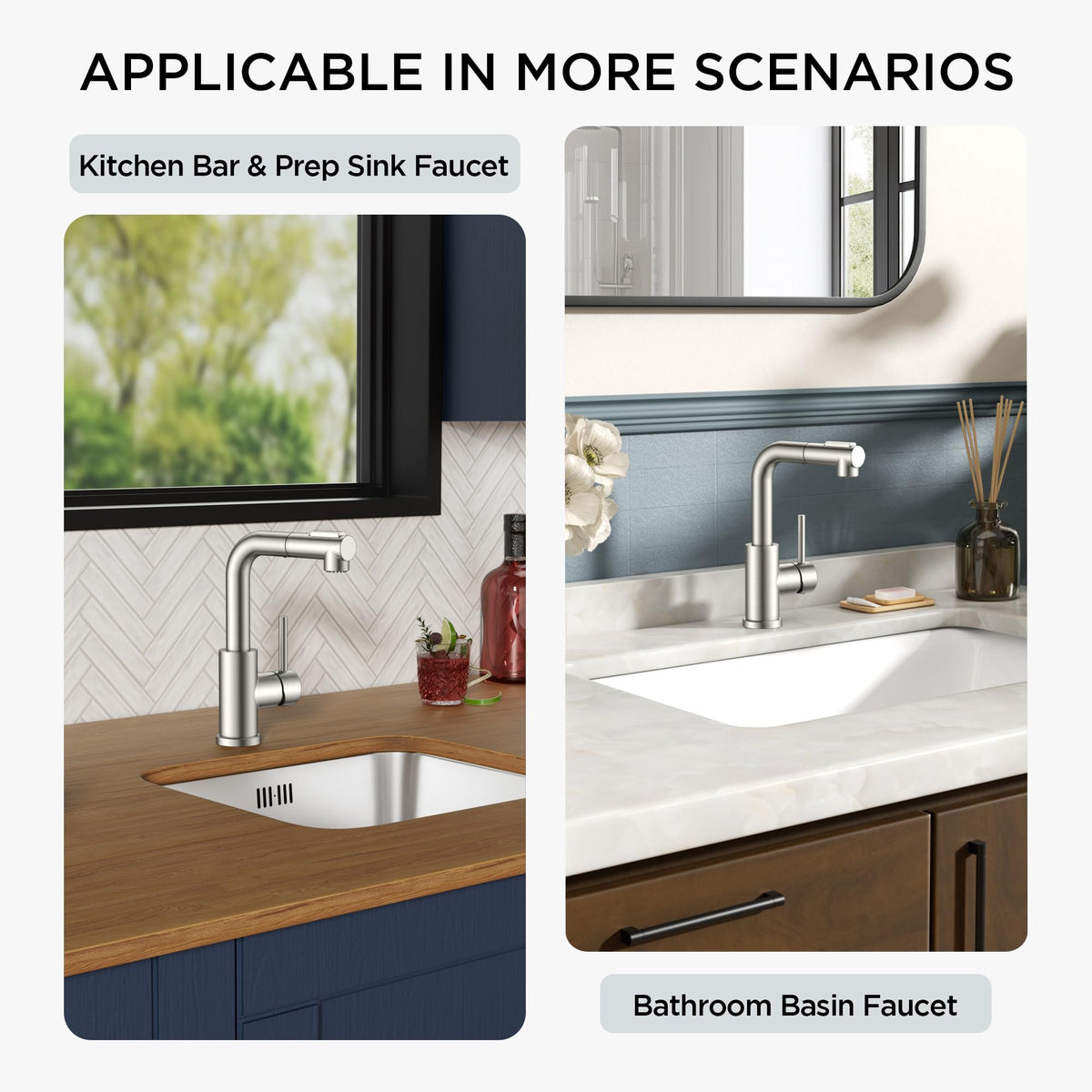 FORIOUS pull-out sprayer bar faucet offers flexible cleaning reach