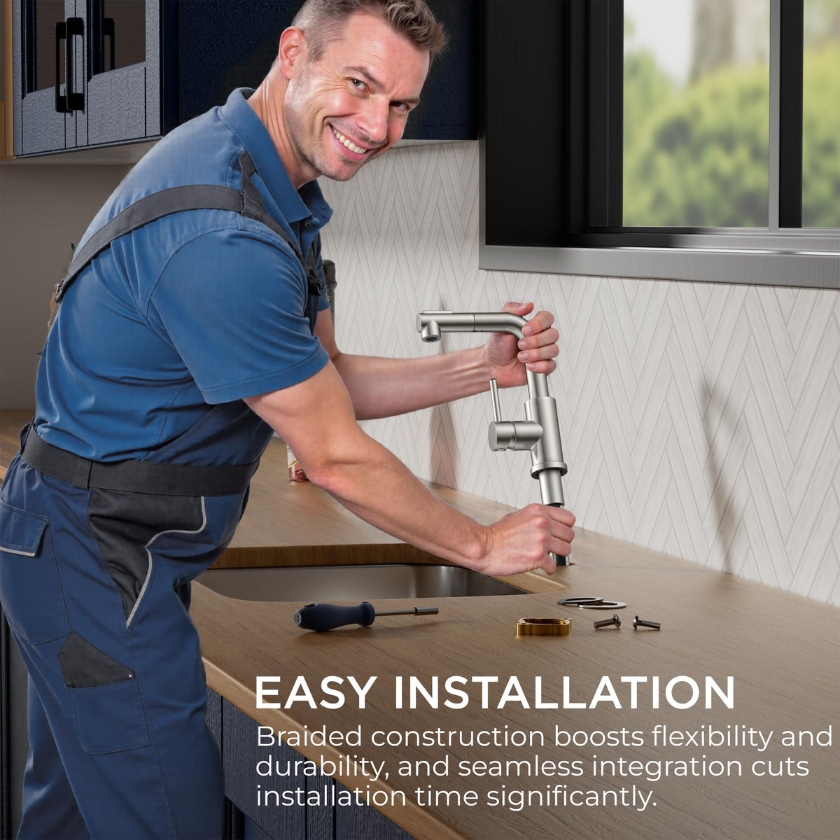 FORIOUS quick-connect hoses included for easy 1-3 hole installation