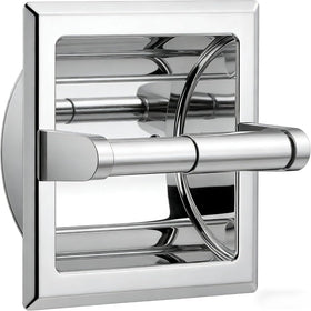 FORIOUS chrome recessed toilet paper holder front view highlights space-saving design.