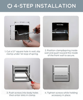 FORIOUS chrome recessed toilet paper holder with mounting bracket complements modern baths.