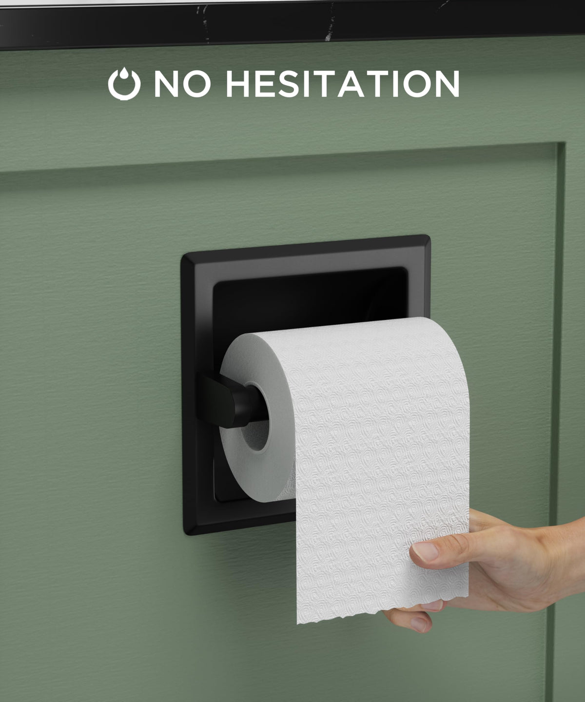 FORIOUS recessed holder side mount demonstrates space-saving design for compact bathrooms.