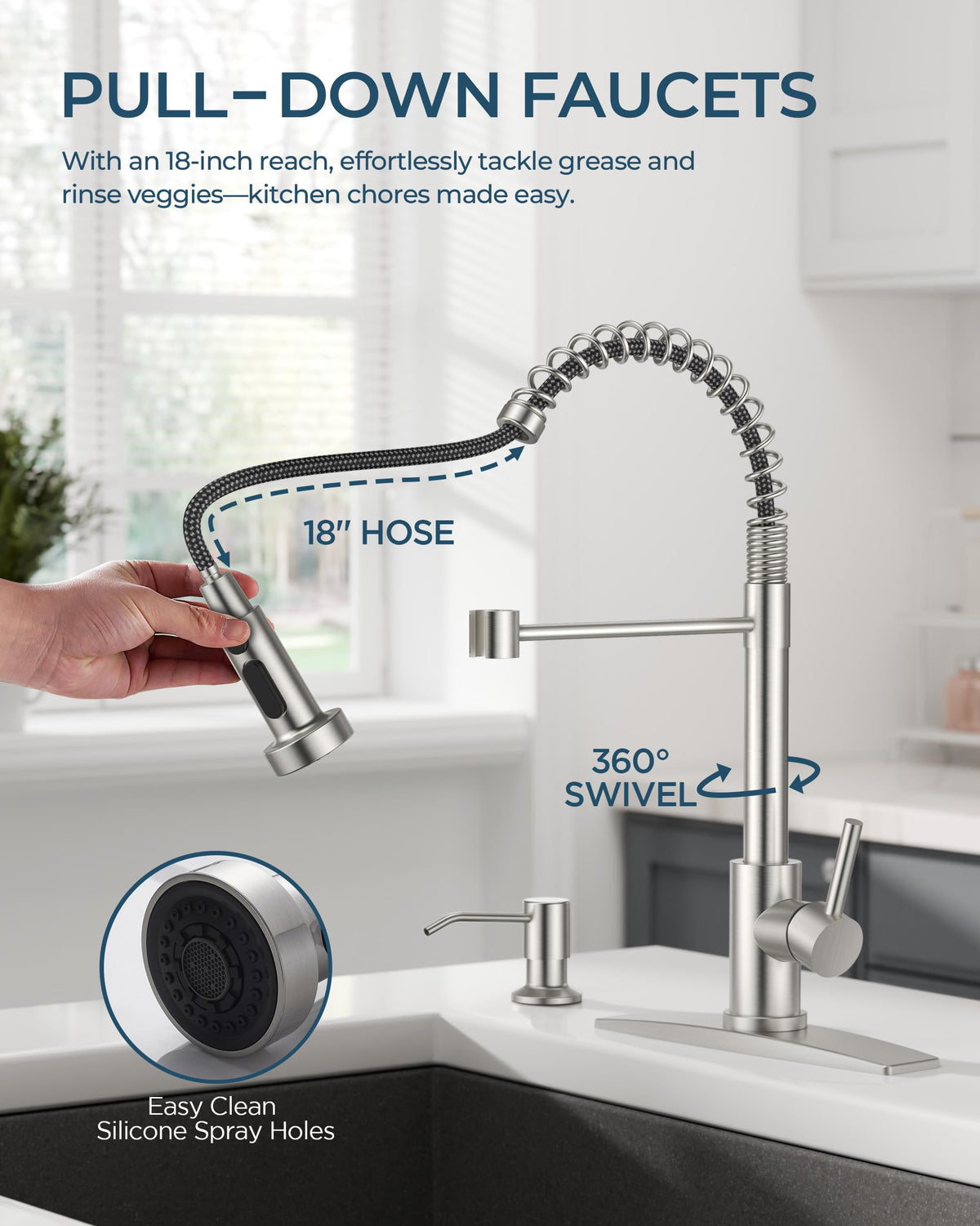FORIOUS silicone nozzle is easy to clean and resists buildup