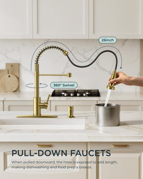Forious soap dispenser attached to faucet for convenient hand washing.