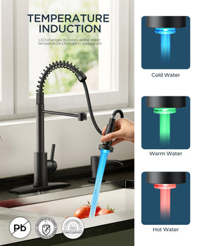 FORIOUS stainless steel kitchen faucet with spring design for durable daily use.