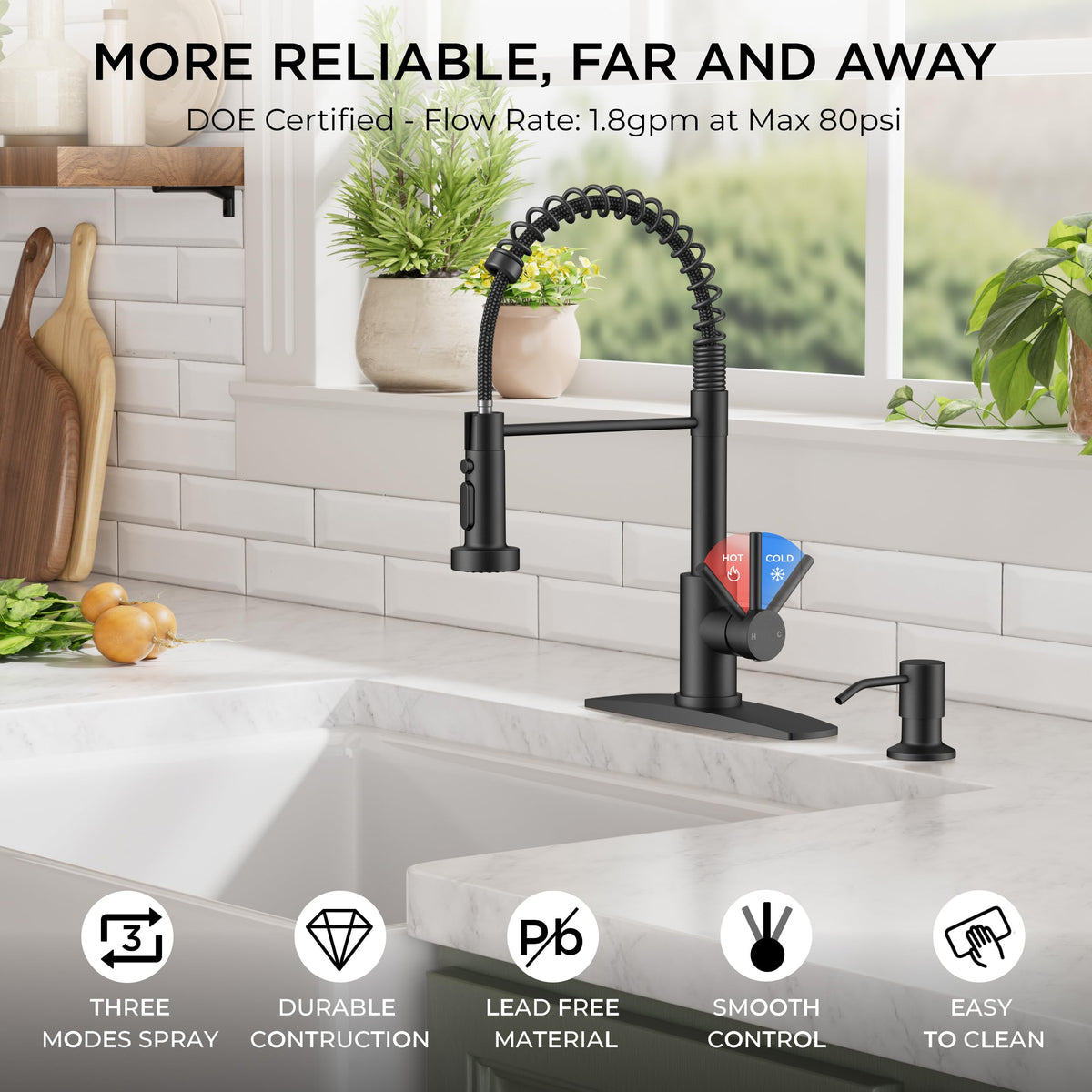 FORIOUS stainless steel faucet with 360-degree swivel for wide reach