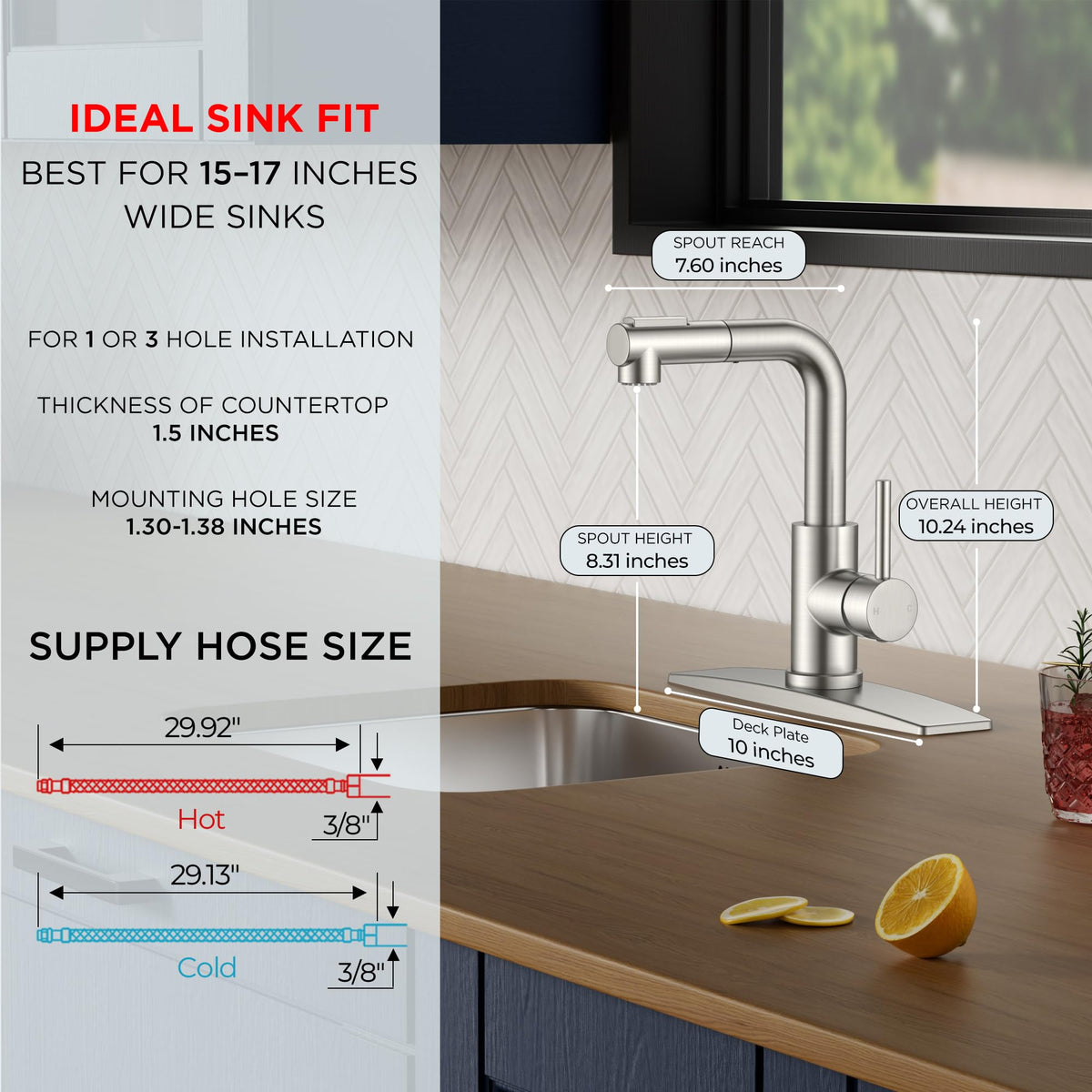 FORIOUS stainless steel single-handle faucet ideal for compact kitchens