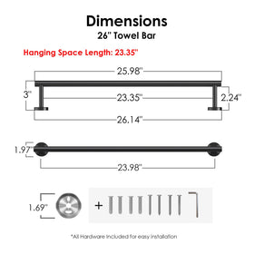 FORIOUS Stainless Steel Towel Bar 26-Inch total length durable in humid bathrooms