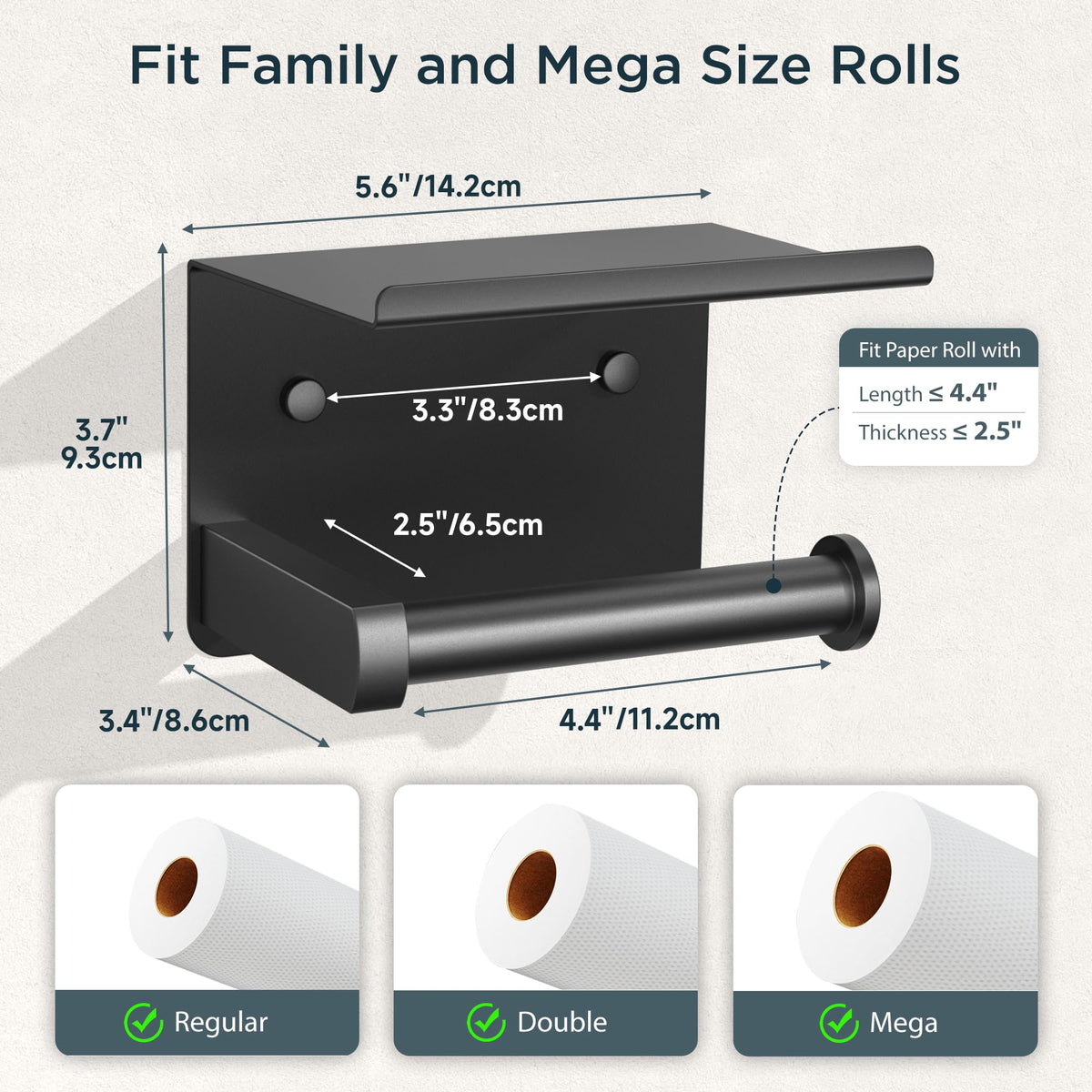 FORIOUS stainless steel shelf holder, curved edge phone nook keeps devices secure.