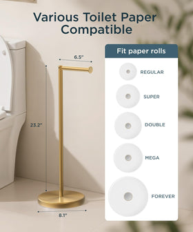 Drill-free installation of FORIOUS toilet paper holder stand.
