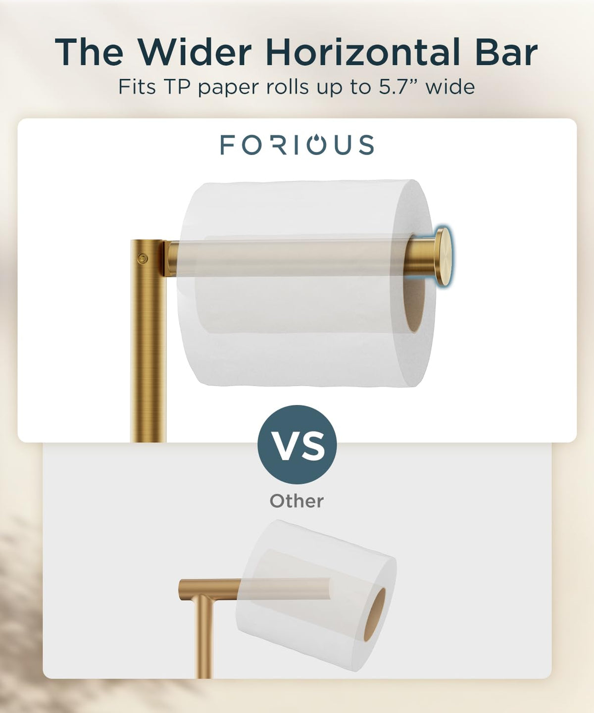 Tall FORIOUS stand with 6.5-inch bar for various roll sizes.