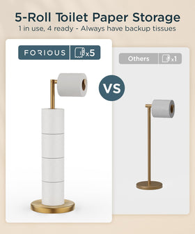 Four-roll storage rod on FORIOUS stand for extra paper storage.