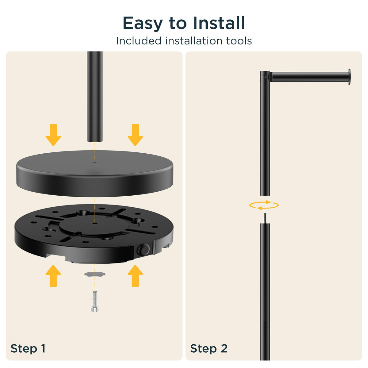Easy installation with no-drill hardware included