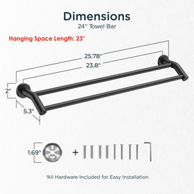 FORIOUS towel bar matte-black finish enhances modern bathroom aesthetics while organizing towels.