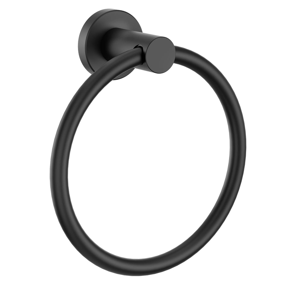 FORIOUS towel ring front view in matte black showing durable SUS304 construction.
