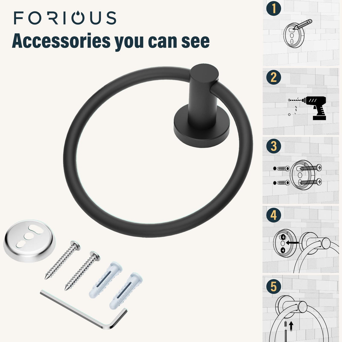 FORIOUS towel ring suitable for RV and home environments.