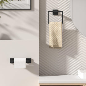 FORIOUS square towel ring complements modern minimalist bathroom