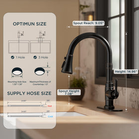 FORIOUS 12-inch hose offers flexible maneuverability around the sink