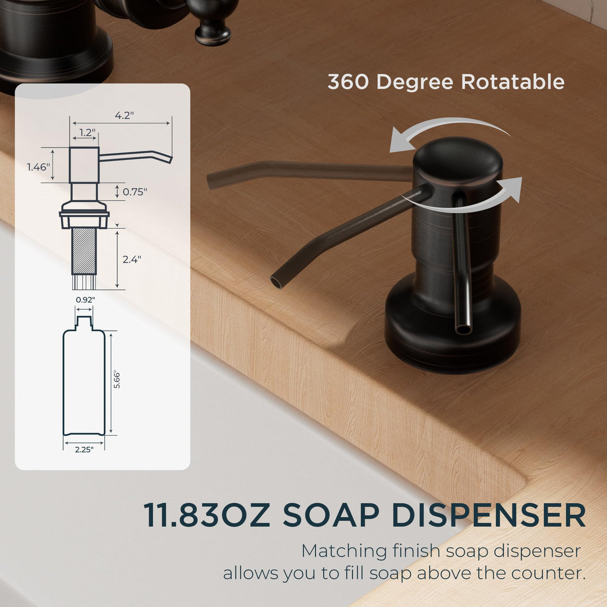 FORIOUS high-arc design with 360-degree swivel for full sink reach.