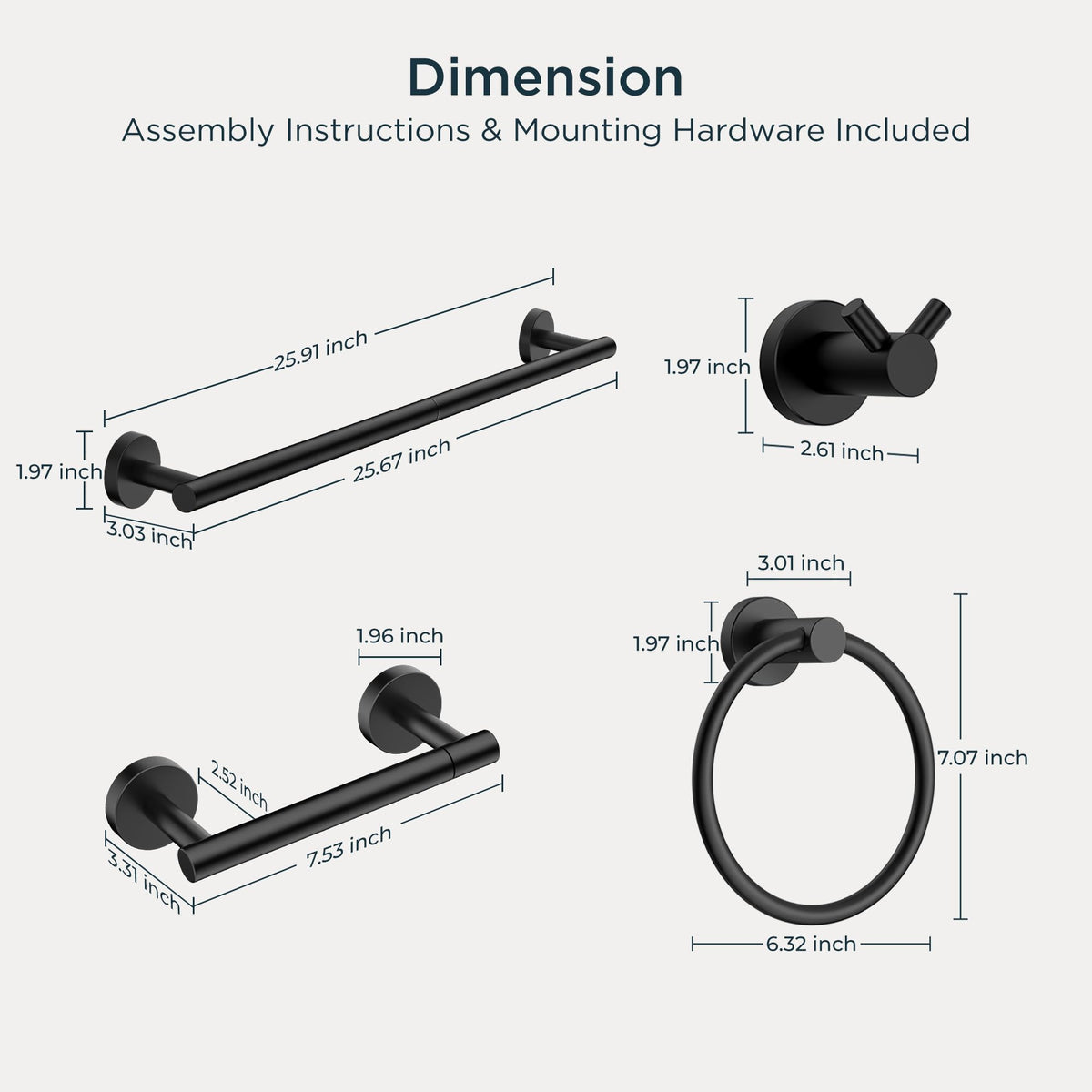 FORIOUS wall-mount hardware and brackets shown for quick installation.