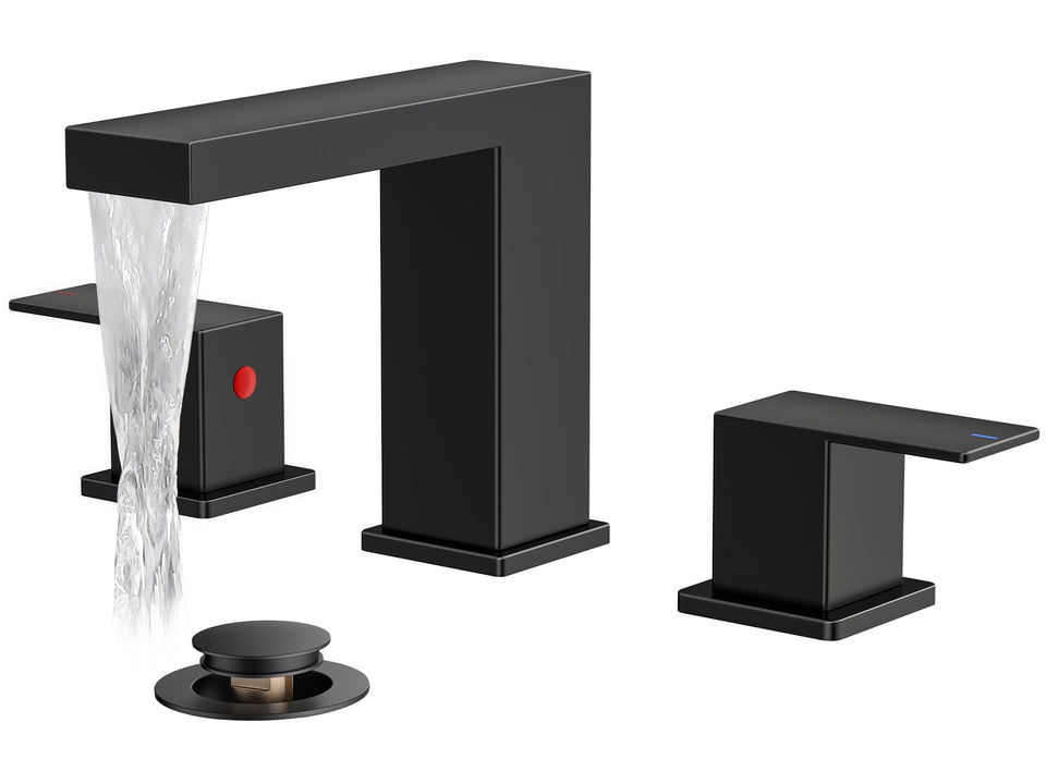 FORIOUS Waterfall Black Faucet close-up showing matte finish and sturdy build.