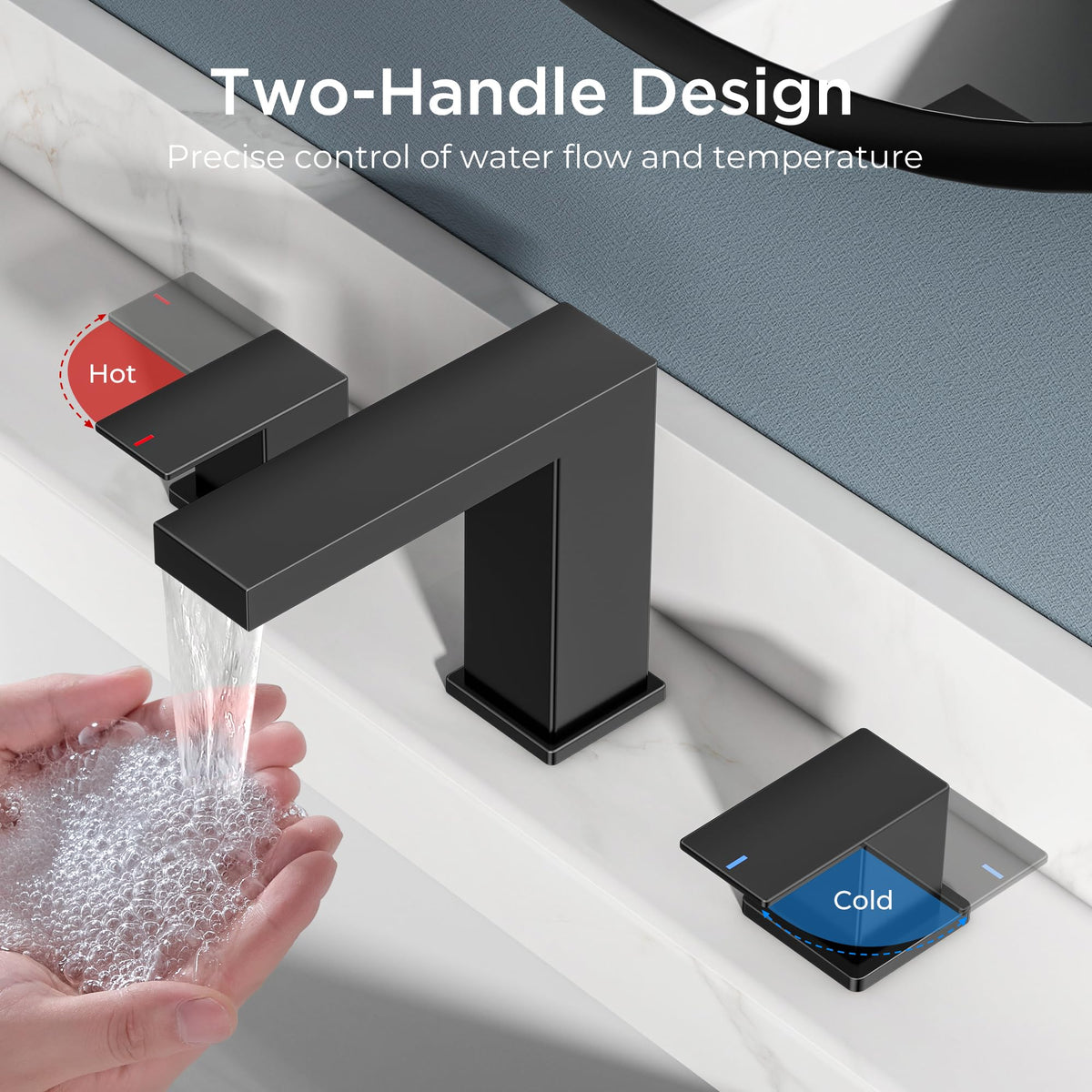 FORIOUS Waterfall Black Faucet matte finish adds modern style.