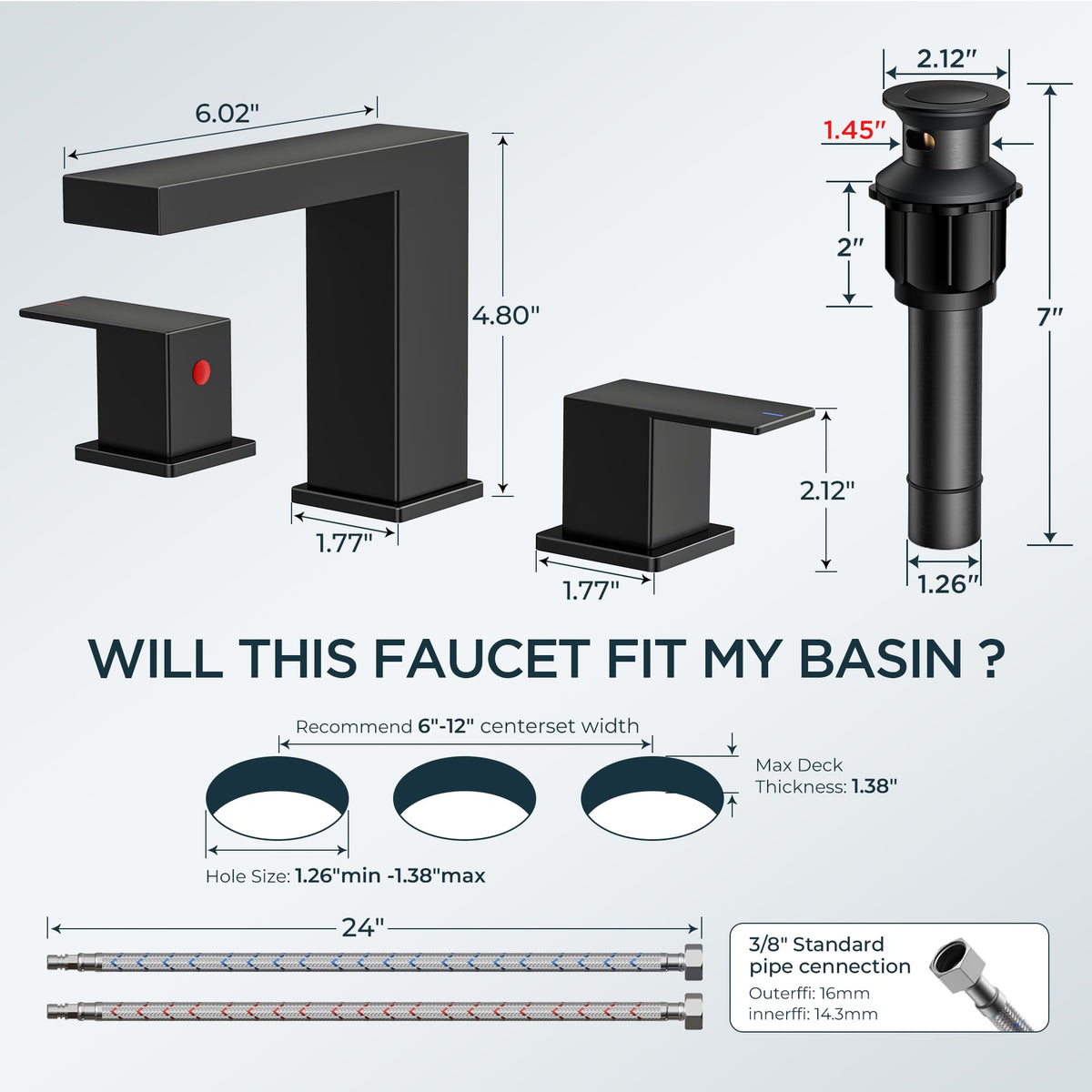 FORIOUS Waterfall Black Faucet spout displaying curtain-style flow.