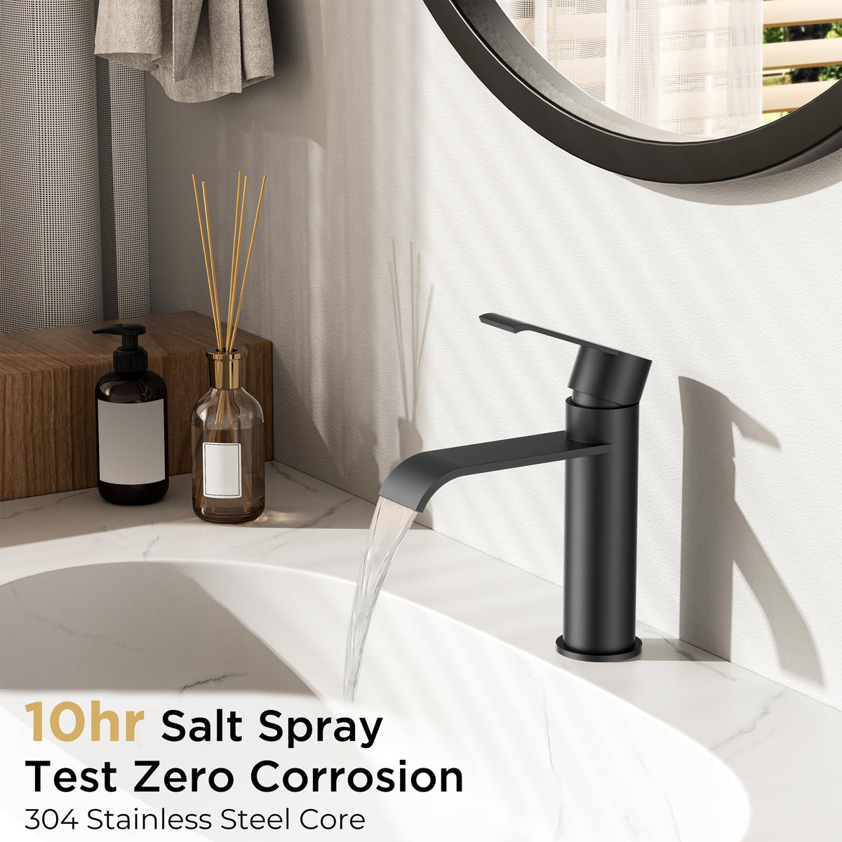 FORIOUS matte black waterfall faucet assembly for smooth operation