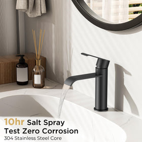 FORIOUS matte black waterfall faucet assembly for smooth operation