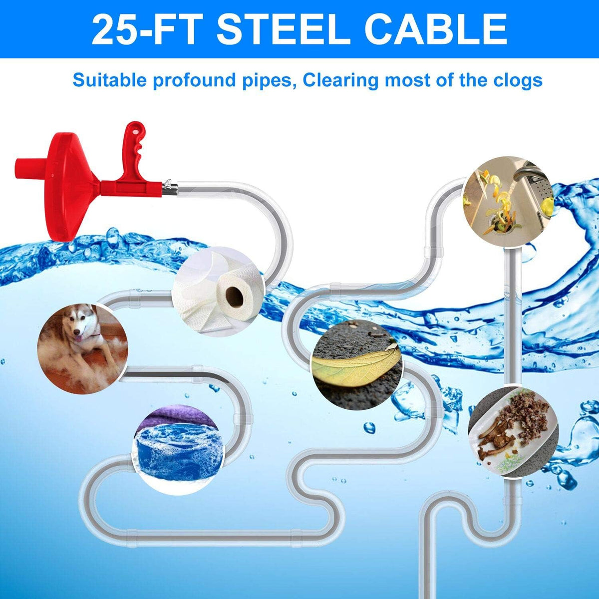 Forlivese Snake clears bathroom and shower drains efficiently.