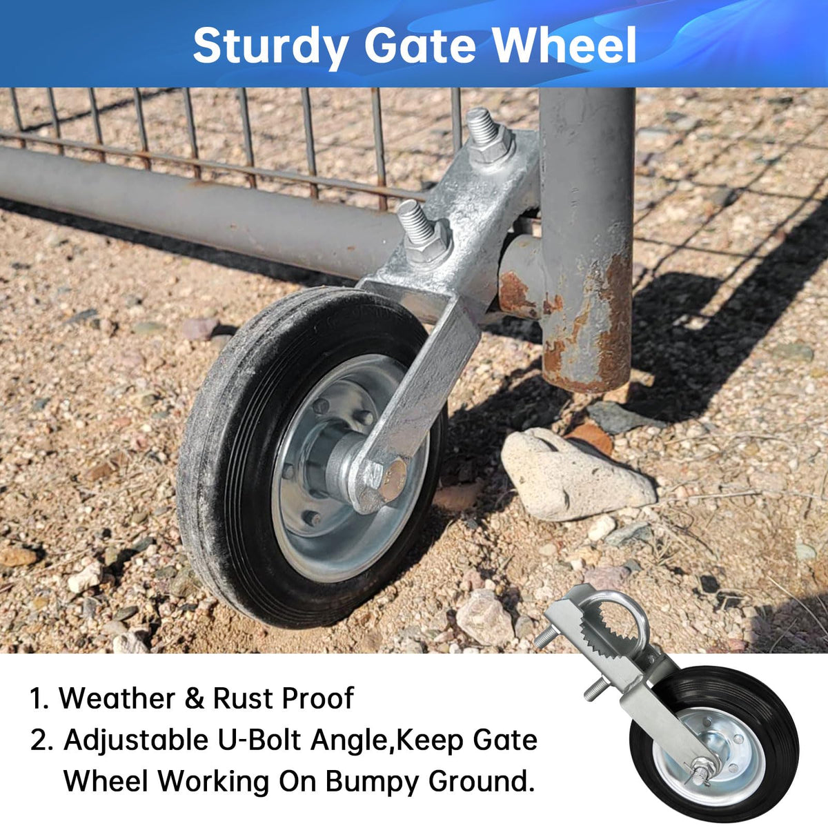 ForoGore gate wheel adjustable-angle enabling leveling on uneven ground