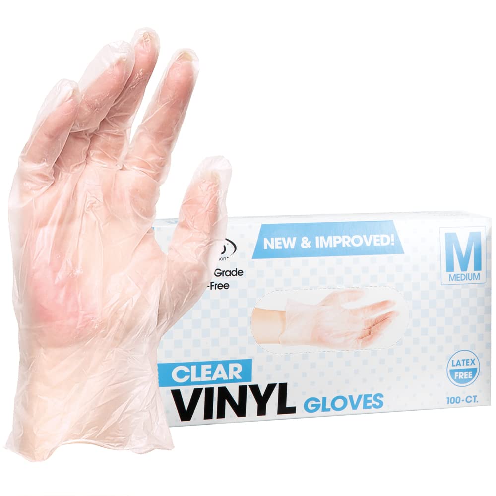 ForPro vinyl gloves with textured grip designed for secure handling in wet tasks.