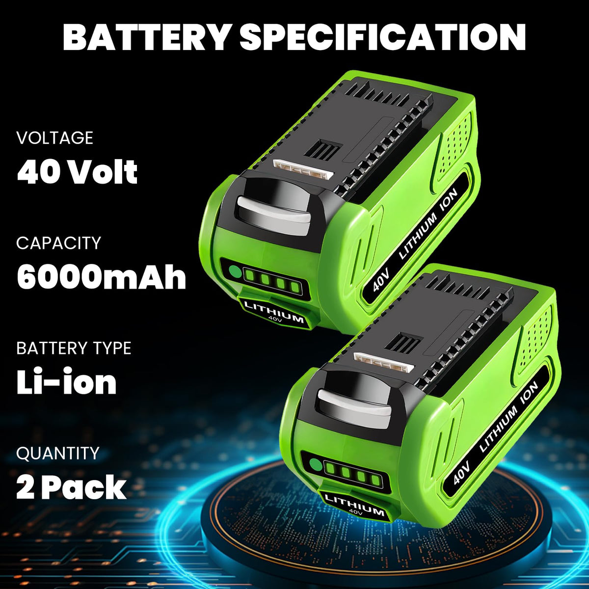 Forrat 2Pack 6000mAh battery back view shows rugged case.