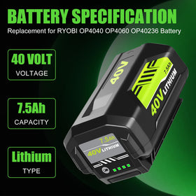 Forrat 40V battery side view highlighting durable cells for stable power