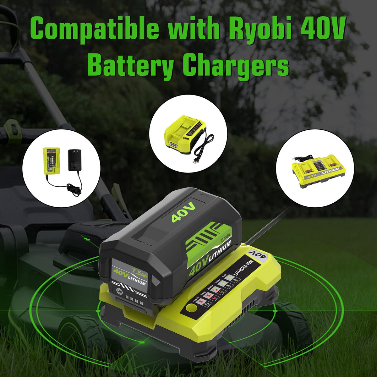 Forrat 40V battery extended 7500mAh capacity supports longer yard sessions.