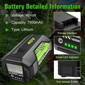 Forrat 40V battery side view highlighting compact, balanced design for cordless tools.