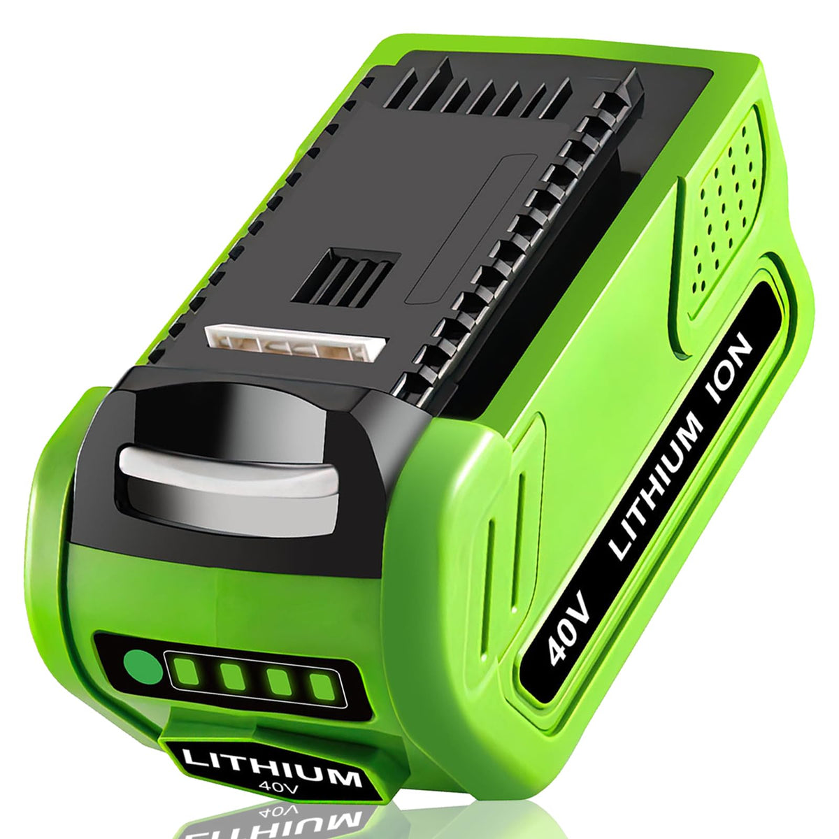 Forrat 6000mAh battery pack powering Greenworks tools with extended runtime.