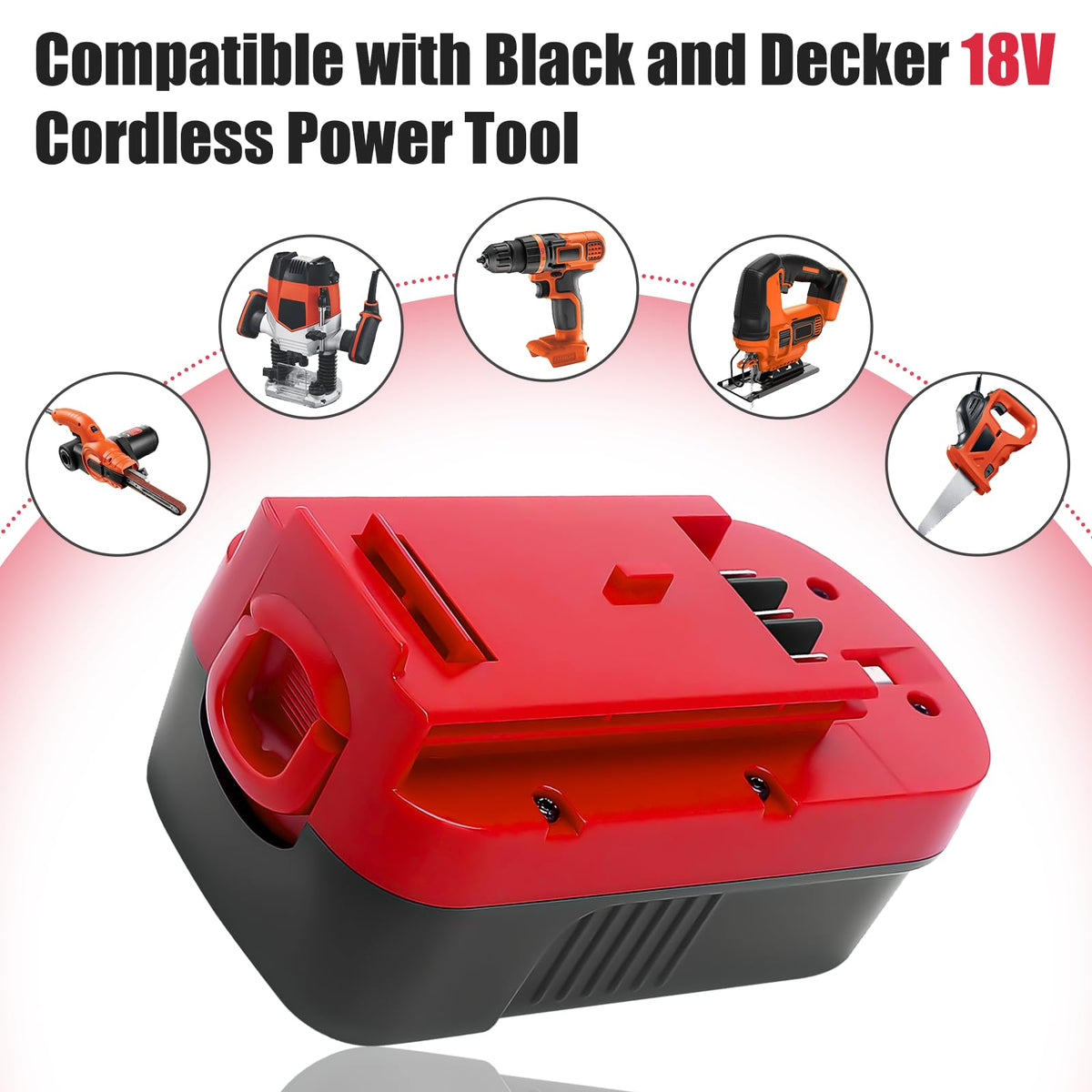 Forrat HPB18 in-use cordless tools powered by replacement battery.